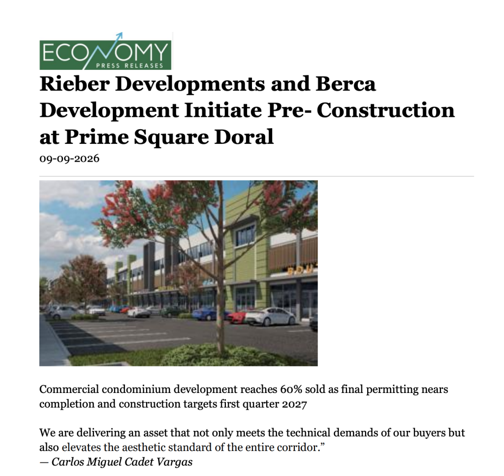 Prime Square Doral featured in Economy Press Releases